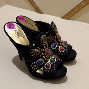 Carlos by Carlos Santana Black Heels with Jewel Embellishments